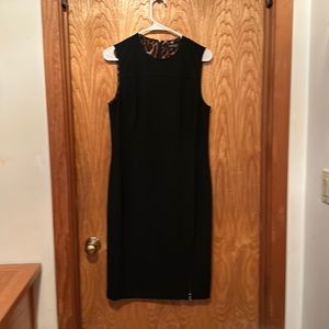 Lauren Ralph Lauren shift / black with animal print lining at top - zipper slit